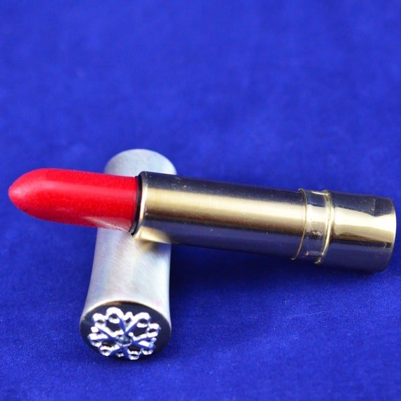 Mid-Century Ripe Cherry Avon Product Lipstick - Brushed Silver-Tone & Gold Tone Retro Makeup - 4A Avon Logo - Vanity - Cosmetics - New York