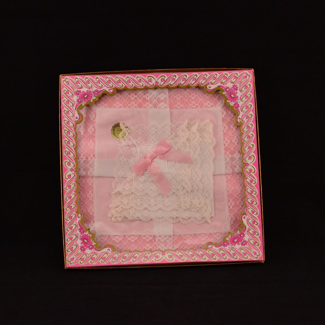 （当時物）（未開封）Alice soft　Handkerchief 3枚組 限定 Mid-century Floral Lace Handkerchief Boxed Gift Set - Original