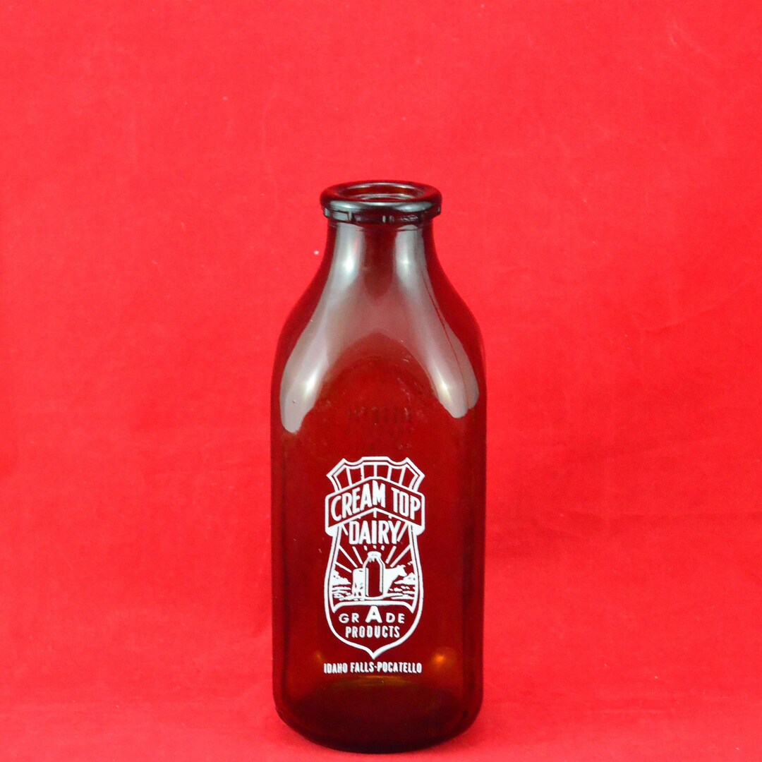 Vintage Cream Top Dairy Milk Bottle Idaho Falls Pocatello Brown Square