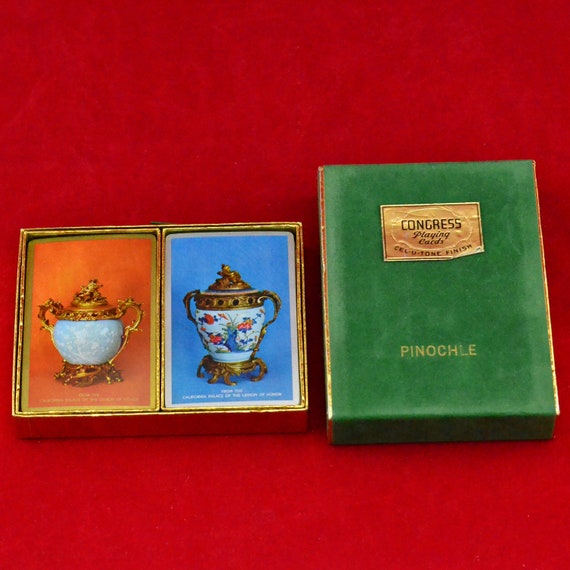 rare congress playing cards Antique 1929 Congress Bridge Playing Cards Promenade Rare Missing 1 Heart Gilded