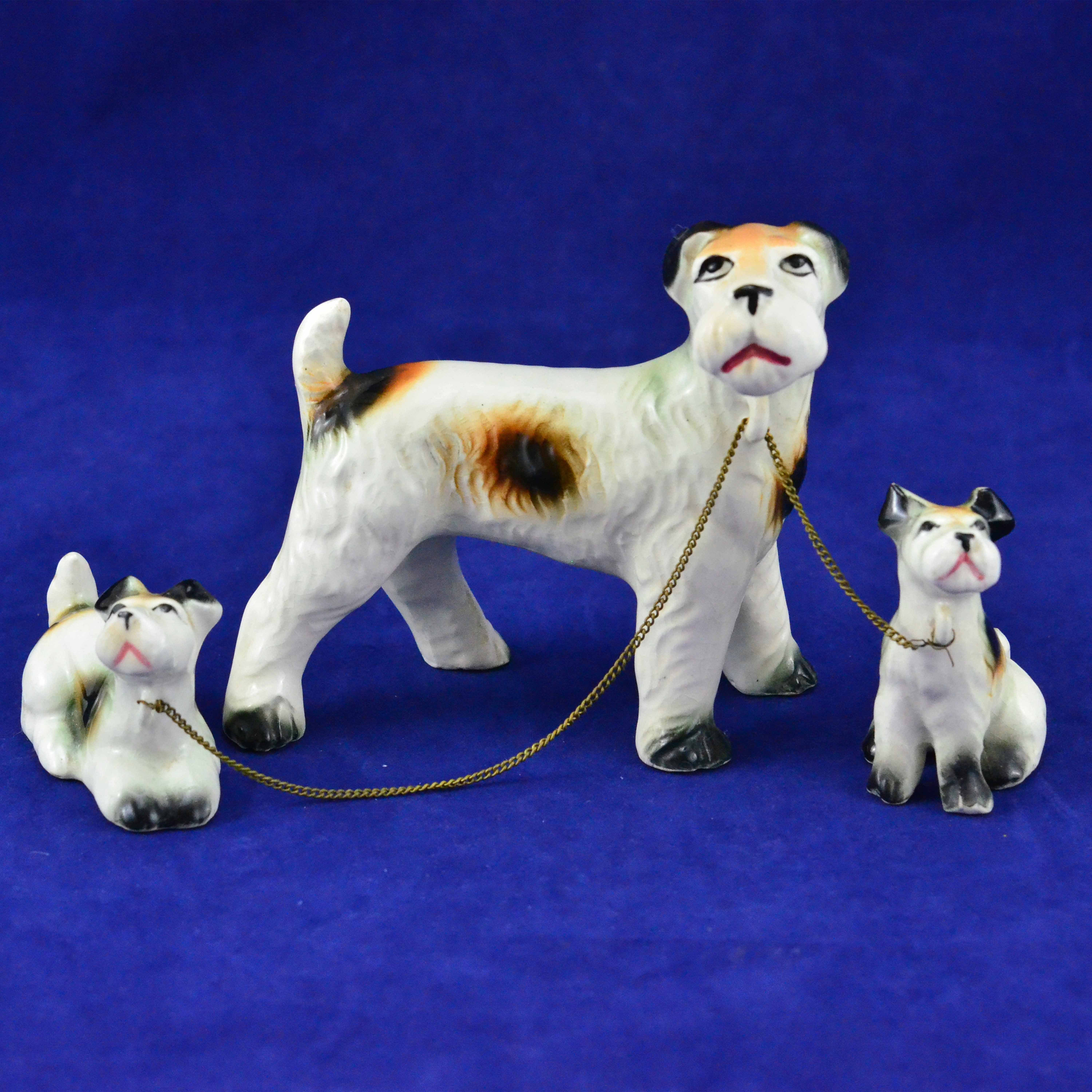 Vintage Porcelain Schnauzer or Fox Terrier Mother Dog Figurine