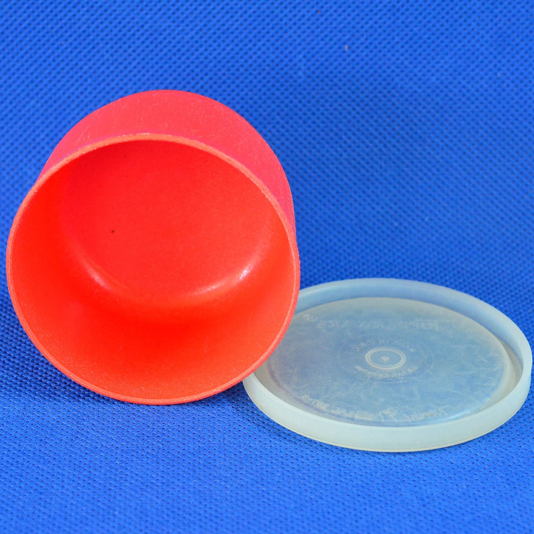 Vintage Tupperware Snack Keeper Bowl in Red Orange With Opaque Lid