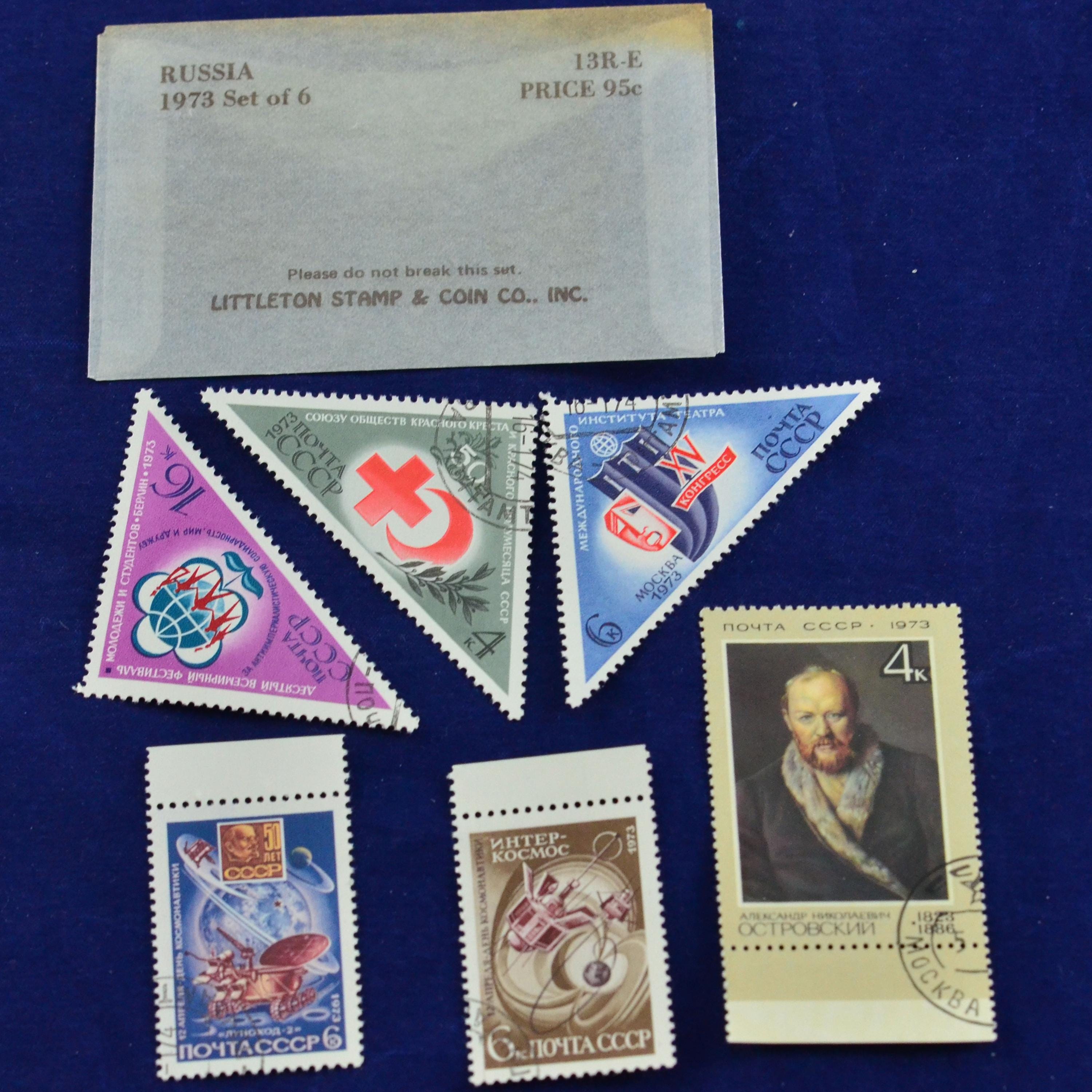 6 Sets of Vintage Littleton Stamp Company Russia USSR 1970, 73, 74