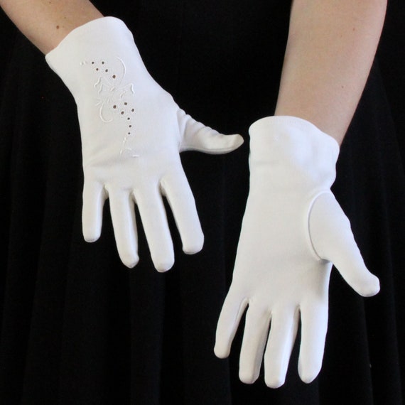 Vintage Wrist Length Evening Gloves in White - De… - image 4