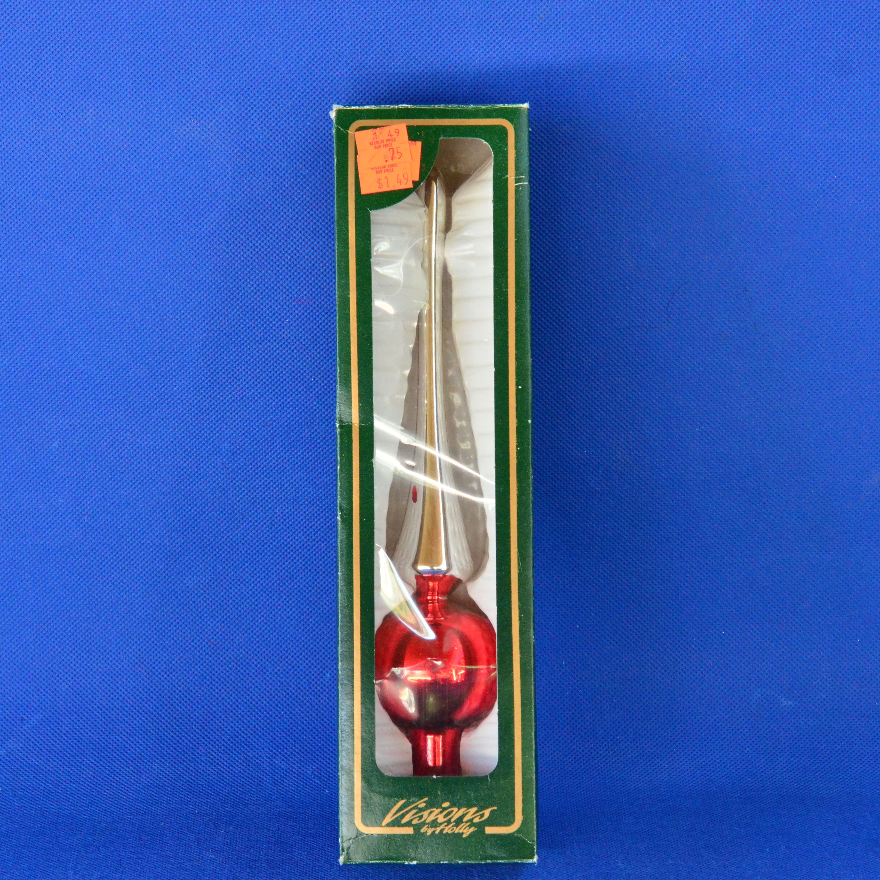 Vintage Visions By Holly Red & Silver Mercury Glass Ball and