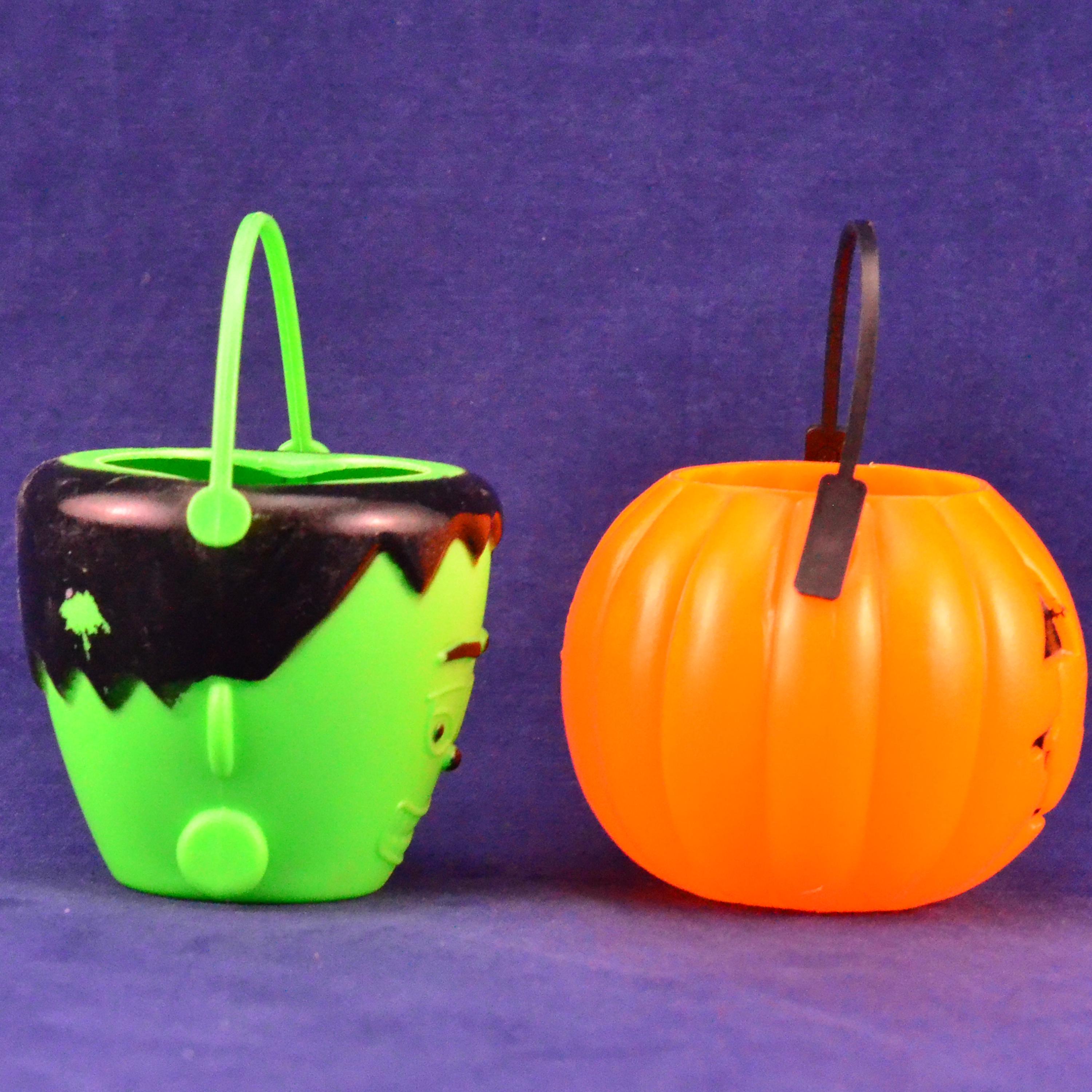 Pair Vintage Halloween Blow Mold Mini Jack-o-lantern Pumpkin