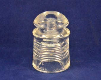 Isolateur télégraphique électrique en verre transparent vintage Pyrex - société de verre Pyrex - presse-papiers - projet artisanal - décoration rétro