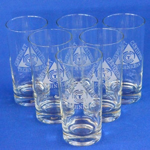 Set of 6 Vintage Chevrolet Certified Technician Drinking Glasses - 12 Oz - Official Licensed Dealership - Chevy Advertising - Man Cave Décor