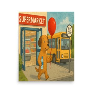Chiot d'épicerie - Chien de dessin animé mignon au supermarché