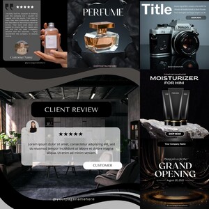 50 Black Themed Social Media Post Templates Dark Themed - Etsy