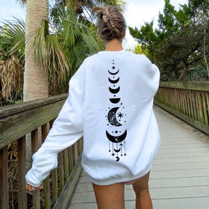 Tarot Symbols Sweatshirt, Celestial Lunar Moon Phases Hoodie, Witchy Boho Hippie Shirt, Fortune Teller Tshirt, Gifts for Tarot Reader,C580