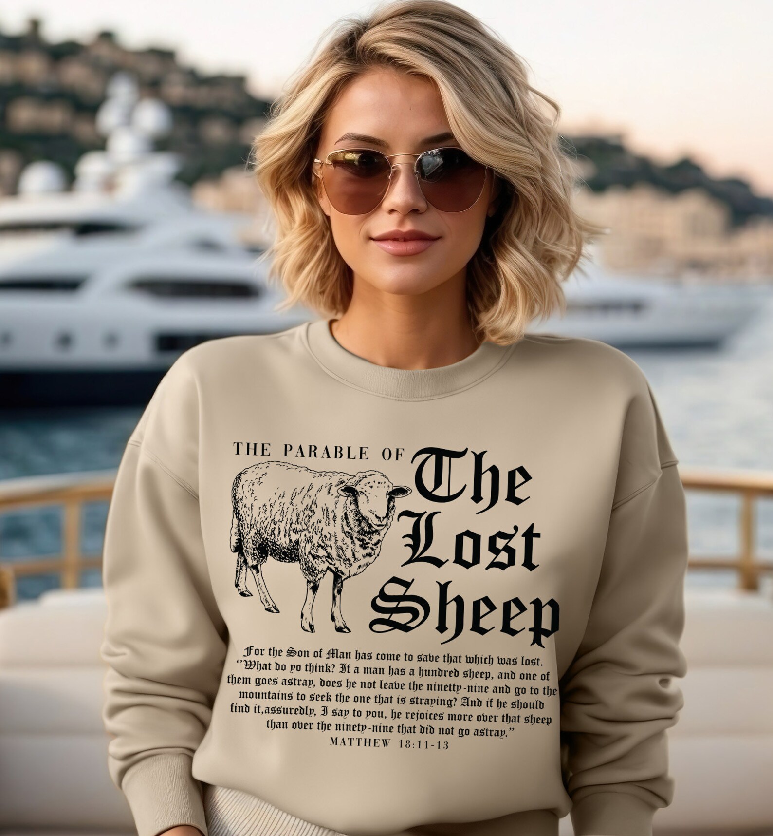 Faith Rag Parable of the Lost Sheep Bible Verse Crewneck Faith Based Clothing ...
