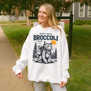 Quest Squad Broccoli Cat Sweatshirt,Broccoli Cat Onyx Storm Hoodie, Broccoli Cat Sweatshirt,Fourth Wing Hoodie, War College Sweatshirt,C884