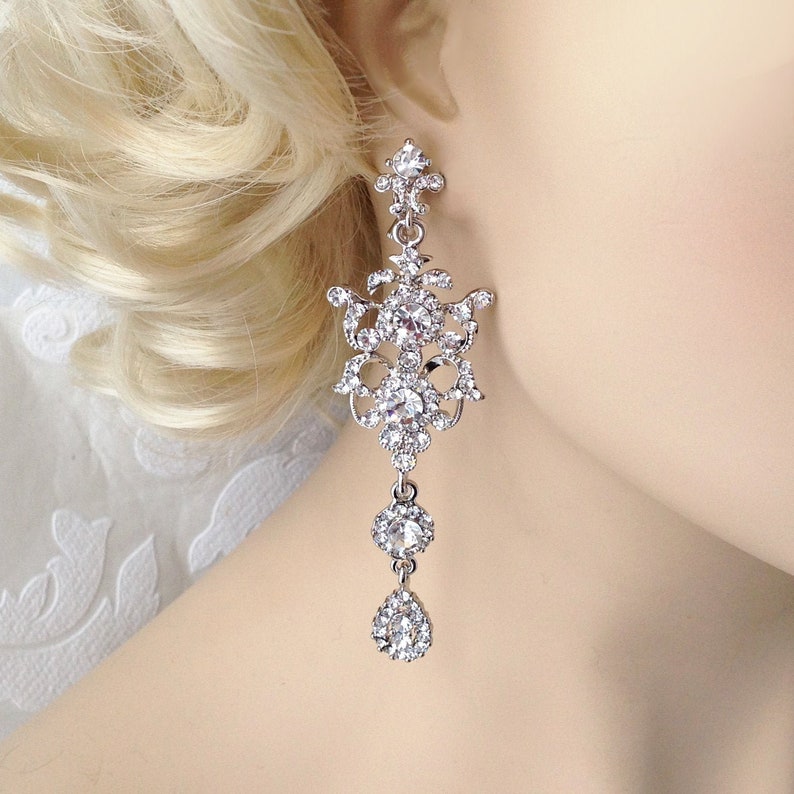 Long Victorian Chandelier Earrings Clip Or On Jewellery Pierced Long Victorian Chandelier Earrings Clip, Long Chandelier Clip On Earrings