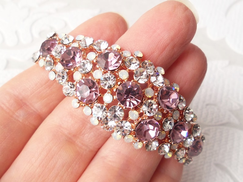 Blush Rose Gold Wedding Bracelet and Earrings Jewelry Set for 1920s Art Deco Bride Prom Gift Clipon Pageant Jewelry Clip On Non Pierced