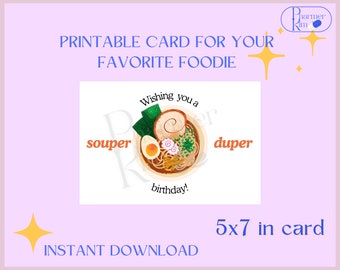 Ramen Birthday Card: Souper Duper Food Pun (Digital Download)