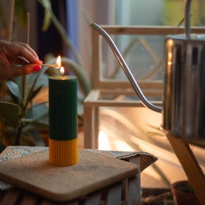 Ribbed Pillar Candle, Multi-colored Table Decor, Statement candle, Sculptural candle, Gift Idea, Home decor, Wedding Candle, Handmade candle