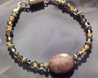Elated Balance - Rhodolite and Swarovski Crystal Bracelet