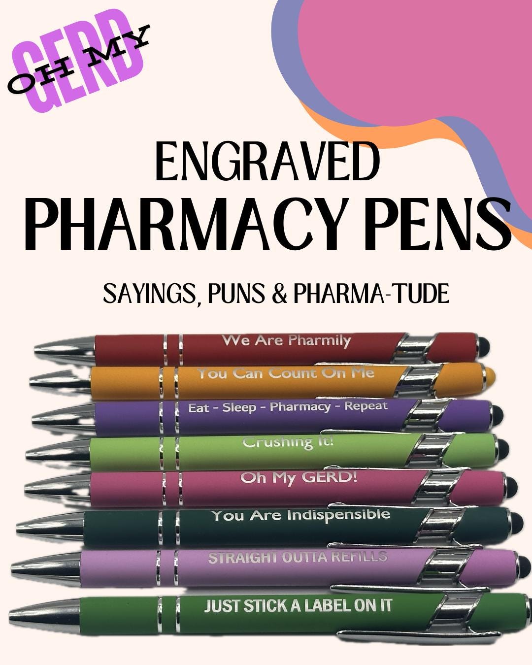 Pharmacy Ballpoint Black Ink Pens With Stylus, Puns, Rude Customer ...