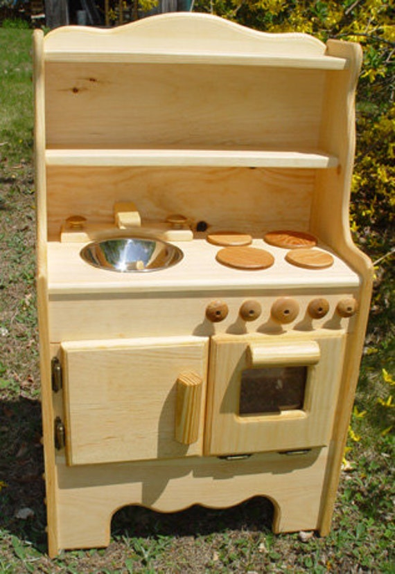Remley Kids Wooden Play Kitchen Set Sink Oven Stove - Ships Assembled,  Harvest