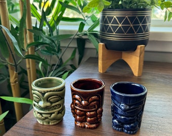 Tiki Shot Glass Gift Set: Ceramic Luau Bar Decor, Set of 3