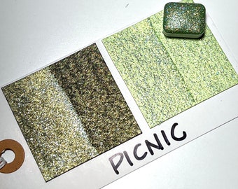 PICNIC Quarter pan Metallic w/ Glitter Watercolor Paint LE Vegan Binder