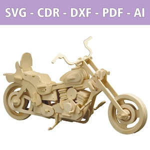 Harley Motorcycle Houten Laser Print Bestand – DIY 3D Puzzel – Perfect voor hobbyisten en motorfans – CDR, SVG en meer formaten