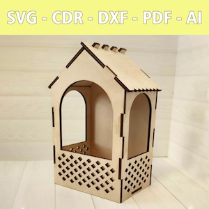 File laser mangiatoia per uccelli - SVG, CDR e altro - Elegante Pagoda per giardinieri - Ideale per progetti fai da te