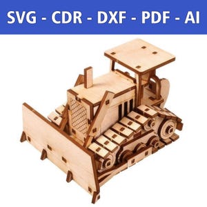 File laser modello 3D Bulldozer - SVG, CDR e altro - per lavori creativi, bambini e decorazioni
