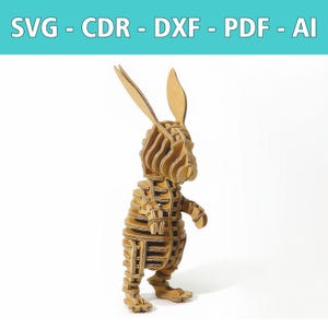 Fichier laser de figurine de lapin modèle 3D pour Pâques - SVG, CDR et plus - Décoration de printemps décorative !