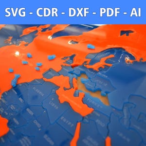 Wereldkaart puzzel laserbestand - SVG, CDR en meer - Perfecte decoratie voor thuis en speelgoed voor kinderen - Ideaal voor doe-het-zelf-projecten