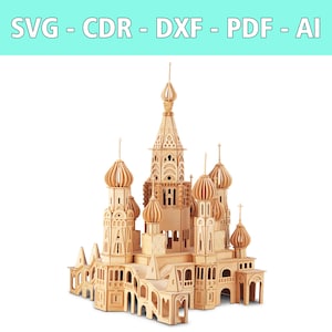 Archivo láser de la Iglesia de San Petersburgo (SVG, CDR y más) - Maqueta arquitectónica de madera cortada a láser - Iglesia en miniatura DIY - Decoración histórica