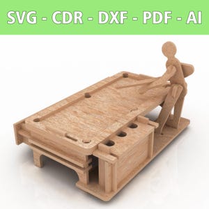 Laser file wooden organizer pen holder in billiard table design - SVG, CDR and more - DIY project for creative minds