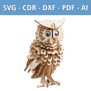 Arquivo laser coruja modelo 3D - SVG, CDR e muito mais - Para quartos infantis, decoração geral e projetos criativos DIY