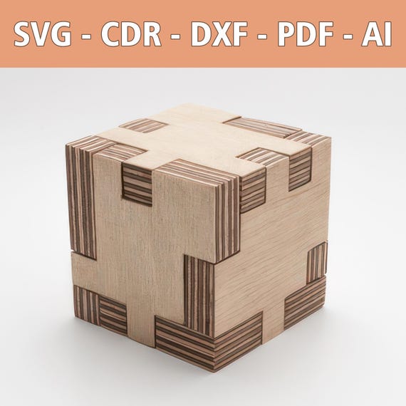 Laserdatei Holz Puzzle Würfel 10mm - SVG, CDR und mehr - für Kinder und Erwachsene – Fördern Sie Geschicklichkeit und Kreativität