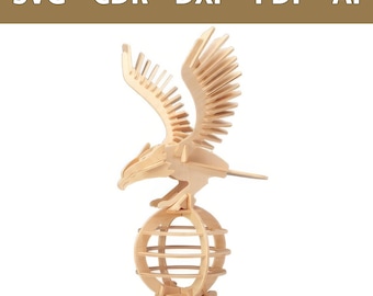 3D Eagle Laser Cut File 3 mm SVG | Wooden Eagle Sculpture DIY | Layered Wood Bird Decor | CNC Cut Template | Digital Download