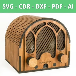 Retro Radio Laser File - SVG, CDR and more - For Arduino Projects - Decorative radio for DIY, perfect for battlers