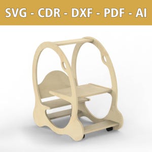 Verspielter Laserdatei Kinderstuhl mit Tischchen - SVG, CDR und mehr - für kreative Projekte fürs Kinderzimmer & Outdoor Spielplatz