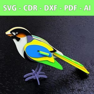 File laser modello uccello 3D - SVG, CDR e altro - Per progetti artigianali - Perfetto per decorazioni e regali