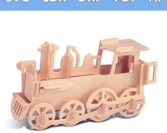 3D Lokomotive Führerwagen Laserdatei 3mm - SVG, CDR und mehr - Eisenbahn Oldtimer Lasercut - historische Dampflok