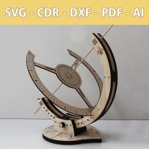 Laserbestand zonnewijzer 3 mm - SVG, CDR en meer - Perfect voor knutselaars - Ideaal voor creatieve doe-het-zelfprojecten, cadeaus en decoratieve doeleinden