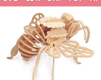 3D-model van een hommel (laserbestand) - SVG, CDR en meer - voor lasersnijders - Houten dierenmodel (doe-het-zelf knutselbestand)