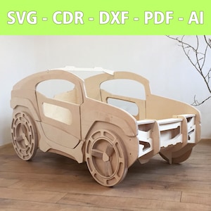 レーザー ファイル ジープ キッズ ベッド - DIY キッズ ベッド木製建設計画 - SVG、CDR など - 子供部屋用のユニークなレーザー プリント ファイル