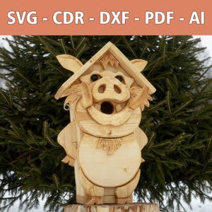 Casetta per uccelli con file laser cinghiale – Fai da te taglio laser SVG, CDR e altro – Decorazione unica per giardino e casa