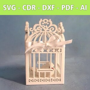 Elegante file laser a gabbia per uccelli per decorazioni creative - SVG, CDR e altro - per un design personalizzato