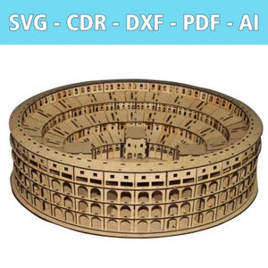 File laser Colosseo in legno SENZA istruzioni - SVG, CDR e altro - per progetti creativi - puzzle difficili - artigianato e decorazione