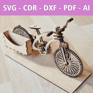 Fichier laser organisateur de vélo original - SVG, CDR et plus - porte-documents pratique avec compartiments pour lettres et notes, décoration parfaite