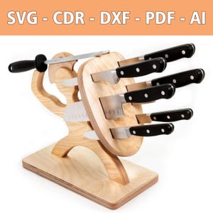 Spartaner Messerblock Holzlaserdatei - SVG, CDR und mehr - Einzigartiger Messer Stand für Küche & Deko - Perfektes Vatertagsgeschenk