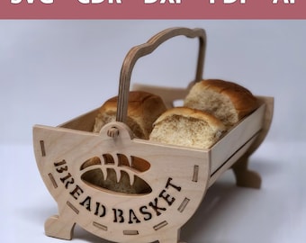 Laserdatei Brotaufbewahrungsbox - Bread Basket mit Griff - SVG, CDR und mehr - Perfekt für Küche & Dekoration
