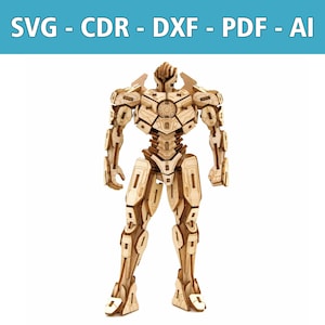 Gigantic battle robot, 2 versions for laser cut projects - SVG, CDR and more - Sci-Fi Mecha wall decoration, wooden model, CNC template, plotter file
